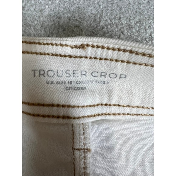 Chicos Size 3 US 16 White‎ Wide Leg Crop Trousers Tropical Leaf Print Cropped - Picture 11 of 12